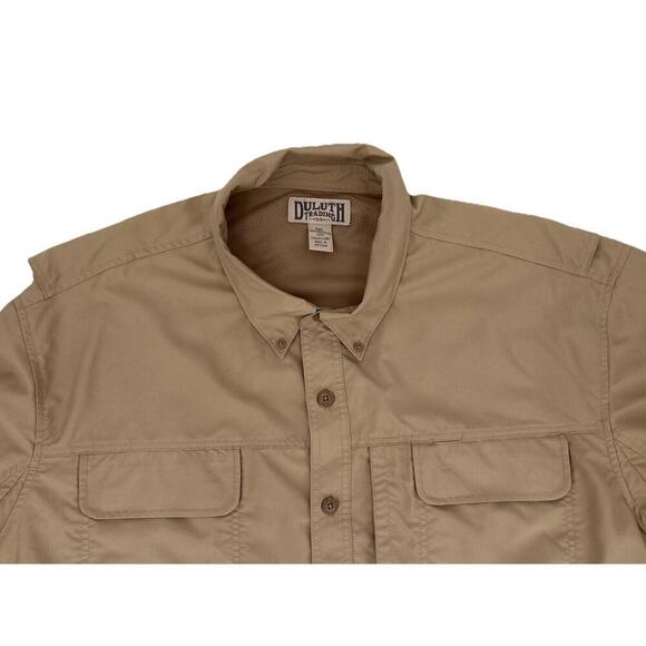Duluth Trading Shirt Mens 3XL Khaki Action Cool Plus Vented Hiking Fishing - Picture 3 of 8